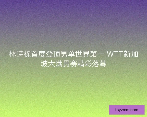 林诗栋首度登顶男单世界第一 WTT新加坡大满贯赛精彩落幕