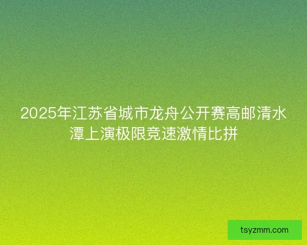 2025年江苏省城市龙舟公开赛高邮清水潭上演极限竞速激情比拼