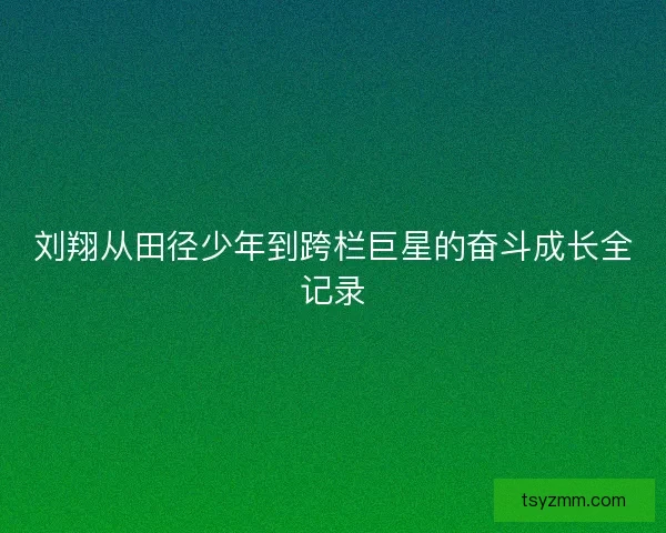 刘翔从田径少年到跨栏巨星的奋斗成长全记录 刘翔从田径少年到跨栏巨星的奋斗成长全记录