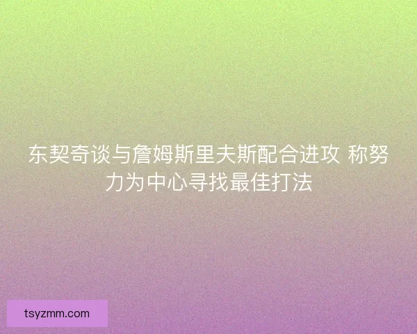 东契奇谈与詹姆斯里夫斯配合进攻 称努力为中心寻找最佳打法 东契奇谈与詹姆斯里夫斯配合进攻 称努力为中心寻找最佳打法