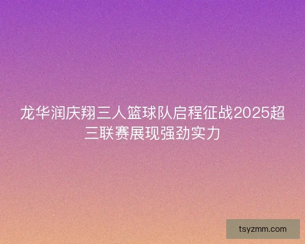 龙华润庆翔三人篮球队启程征战2025超三联赛展现强劲实力