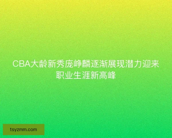 CBA大龄新秀庞峥麟逐渐展现潜力迎来职业生涯新高峰